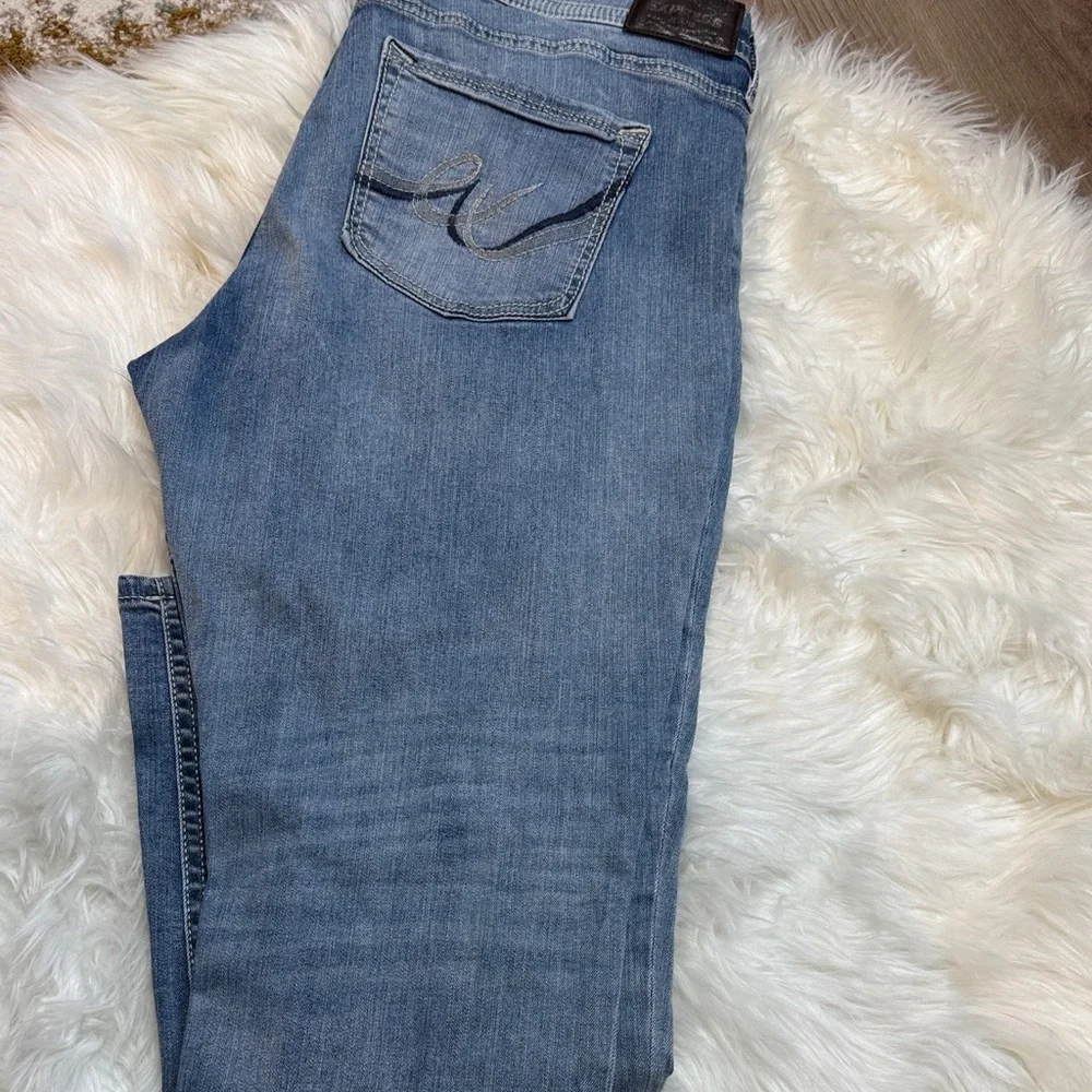 Express Light Blue Straight Leg Jeans